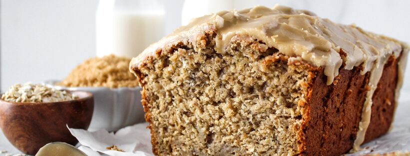 Banana Oat Bread with Brown Sugar Icing